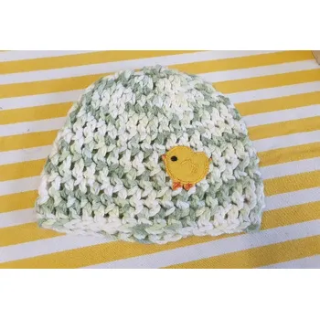Čepice Bavlněná háčkovaná čepička > 36cm (zelený melír-kuřátko )