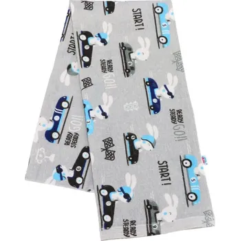 látková plena Flanelová plena s potiskem New Baby šedá "Ready steady GO"