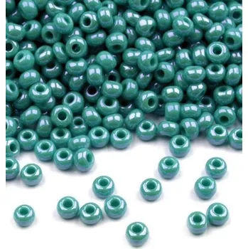 Dětské navlékací korálky Rokajl PRECIOSA zelenomodrá perleť > (5/0) Ø4,6mm (sáček 20g)