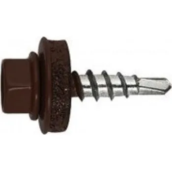 Spojovací materiál Samovrtný TEX farmářský šroub s EPDM podložkou 4,8 x 20 mm / pozink RAL 8017 do oceli 2,5mm