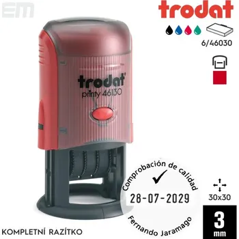 Razítko Razítko Trodat 46130 [30x30mm] s datem - kompletní razítko