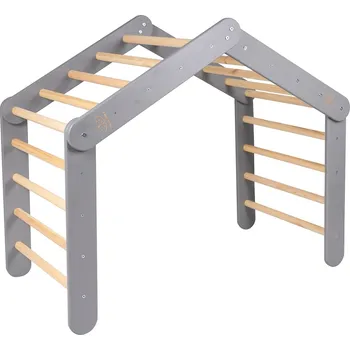 Dřevěná hračka MeowBaby Dětský dřevěný žebřík velký Pikler: šedý