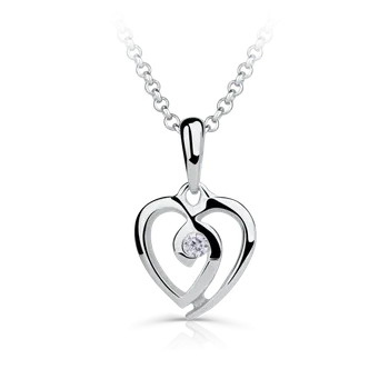 Přívěsek Danfil DF 1609 srdce bílé zlato s briliantem