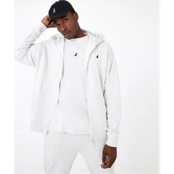 Pánská mikina pánská mikina KANGOL - GREY MARL - 2XL (Kangol Logo Zip Hoodie)