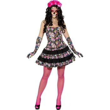 Karnevalový kostým Dámský korzet - Barevné lebky XL