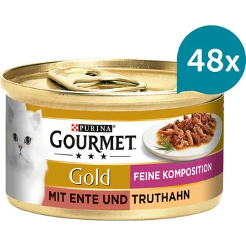 Krmivo pro kočku Gourmet Gold Feine Komposition – kachna a krocaní maso 48 × 85 g