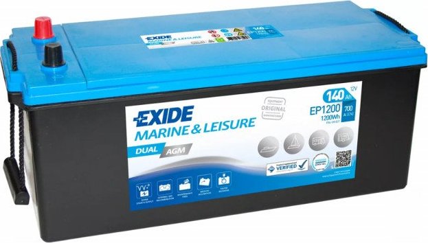 EXIDE DUAL AGM 12V, 140Ah, 1200A, EP1200