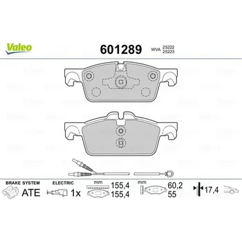 Brzdová destička Sada brzdových destiček, kotoučová brzda VALEO 601289