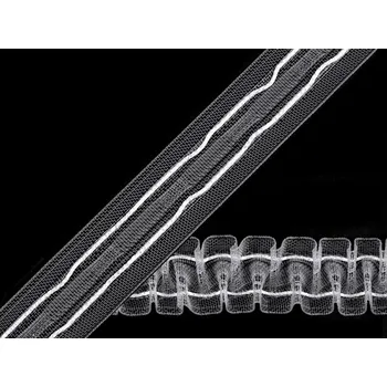 Záclonovka šíře 25 mm žabkové řasení, barva transparent