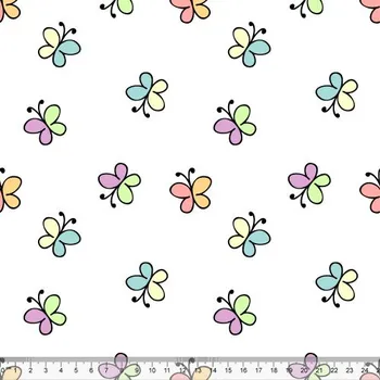 Impregnovaná látka kočárkovina, motýlci, bílý podklad, látka, metráž