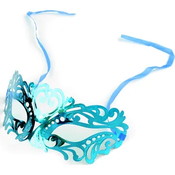 Karnevalová maska - škraboška metalická, barva 5 tyrkysová