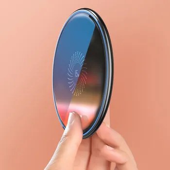 Bezdrátová nabíječka / nabíjecí podložka Qi ESSAGER 15W - USB-C - hliníková - černá