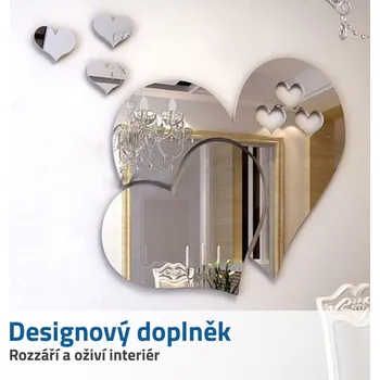 Zrcadlo Nalepovací zrcadlo - srdce (Designová samolepicí dekorace zrcadlo ve tveru srdce )
