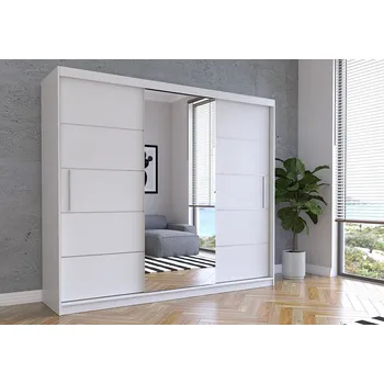 Šatní skříň se zrcadlem Alba 250 cm bílá