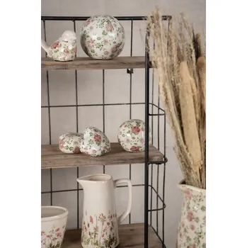 Vánoční dekorace Keramická dekorační koule s růžovými květy Lillia M - Ø12*11 cm