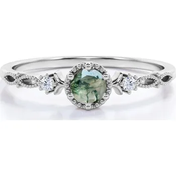 Prsten Olivie Stříbrný prsten MECHOVÝ ACHÁT 7031 Velikost prstenů: 8 (EU: 57-58) Ag 925; ≤1,7 g.