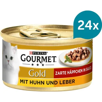 Gourmet Gold Jemné kousky kuřecí maso a játra 24 × 85 g