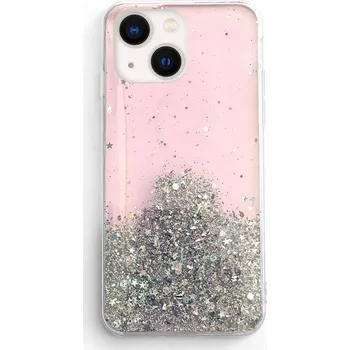 Pouzdro na mobilní telefon BeWear Glitter Stars pro Apple iPhone 13 Pro růžové