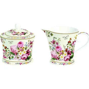 Cukřenka Easy Life, Itálie Easy Life - Porcelánová cukřenka a mléčenka Blooming Opulence Cream v dárkové krabičce - 200 ml Barva: jako na obrázku