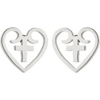 Souprava šperků Náušnice srdíčka s křížkem chirurgická ocel VL 265
