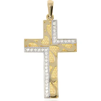 Přívěsek Zlatnictví Helios Kombinovaný zlatý kříž