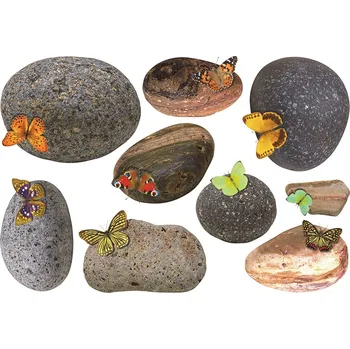 Samolepka / samolepící dekorace na zeď SM 3436, Kameny s motýly, AG Design