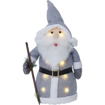 Vánoční světelná dekorace STAR 991-63 LED santa Joylight 38cm šedá / baterie - teplá bílá