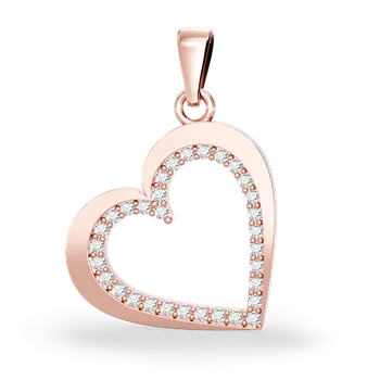 Přívěsek SOLUNA Půvabný zlatý přívěsek GLOSSY se zirkony srdce růžové zlato