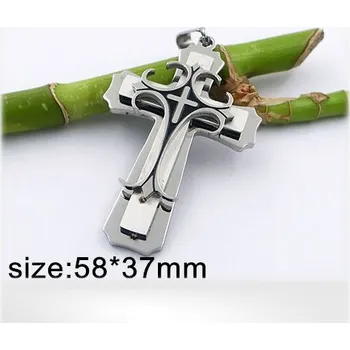 Přívěsek Velký ocelový kříž - přívěsek z oceli - 58x37mm