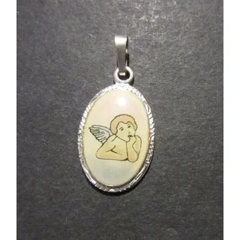 Přívěsek Ovál s andílkem - stříbrný přívěsek