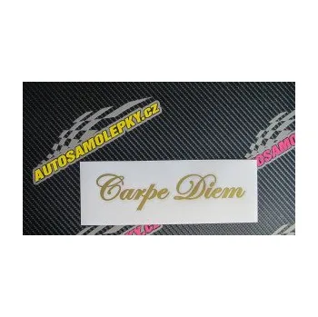 Polep vozidla SAMOLEPKA Carpe diem nápis užívej dne (10 - červená) NA AUTO, NÁLEPKA, FÓLIE, POLEP, TUNING, VLASTNÍ TEXT, TISK, AUTOSAMOLEPKY.cz, POLEPY, OBRÁZEK, LOGO, SAMOLEPKY