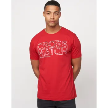 Pánské tričko Pánské tričko Crosshatch červené Barva: Červená, Velikost: 2XL