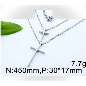 Přívěsek Dva křížky nad sebou - ocelový přívěsek i s 45cm řetízkem