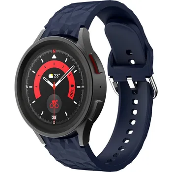 Příslušenství k chytrým hodinkám eses Silikonový řemínek strukturovaný pro Samsung Galaxy Watch 4, 5, 6, 7 - Tmavě modrý, 20 mm