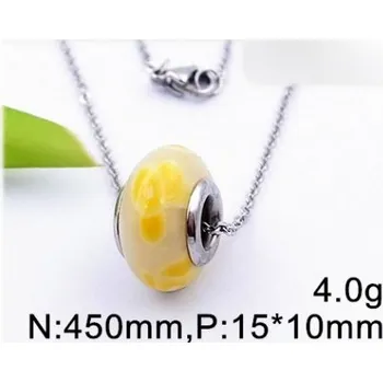 Přívěsek Žlutý korálek - ocelový přívěsek s řetízkem 45cm