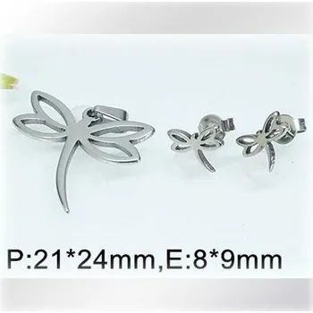 Souprava šperků Vážky - ocelový přívěsek a náušnice