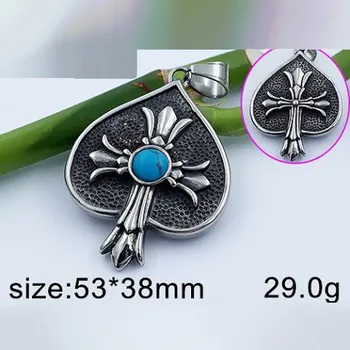 Přívěsek Kříž na obráceném srdci - ocelový přívěsek