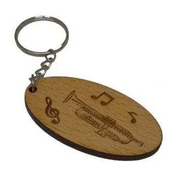 Dřevěný přívěsek na klíče - trumpeta