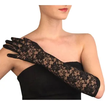 Karnevalový doplněk StoklasaKrajkové rukavice dlouhé černé Velikost: univerzální