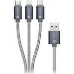 CONNECT IT Wirez 3in1 USB-C & Micro USB & Lightning, silver gray, 1,2 m