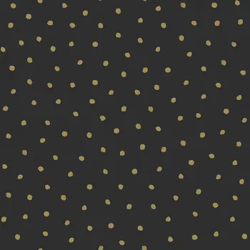 Tapeta Černá vliesová tapeta se zlatými puntíky 139122, Black & White, Esta