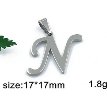 Přívěsek Písmeno N - ocelový přívěsek - 17x17mm