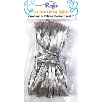Stuha Rafie, 5 m v balení, barva STŘÍBRNÁ, R03