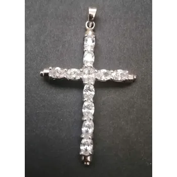 Přívěsek Kříž ze zirkonů - stříbrný přívěsek