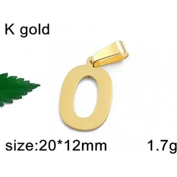 Přívěsek Písmenko O ve zlaté barvě 20x12mm - ocelový přívěsek