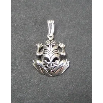 Přívěsek Zdobená žába - stříbrný přívěsek