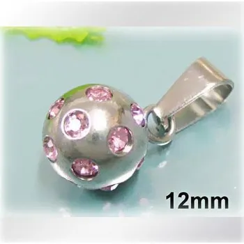 Přívěsek Kulička s růžovým zdobením - ocelový přívěsek