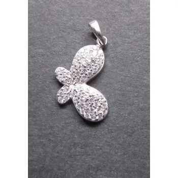 Přívěsek Motýlek visící za křídlo - přívěsek ze stříbra vykládaný umělými mikrozirkony