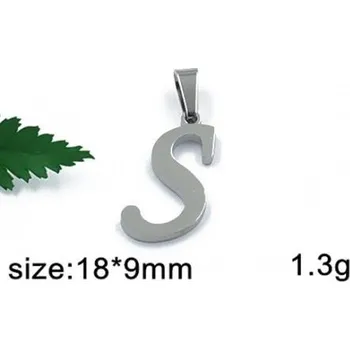 Přívěsek Písmenko S ve zlaté barvě 18x9mm - ocelový přívěsek