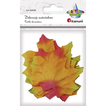 Textilní dekorace, JAVOROVÉ LISTY, oranžová, žlutá, 80x75mm, 10ks/bal.